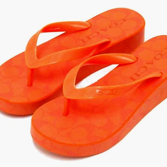 NWT COACH FLIP FLOP LYNN ORANGE SIZE 8 - Picture 2 of 4